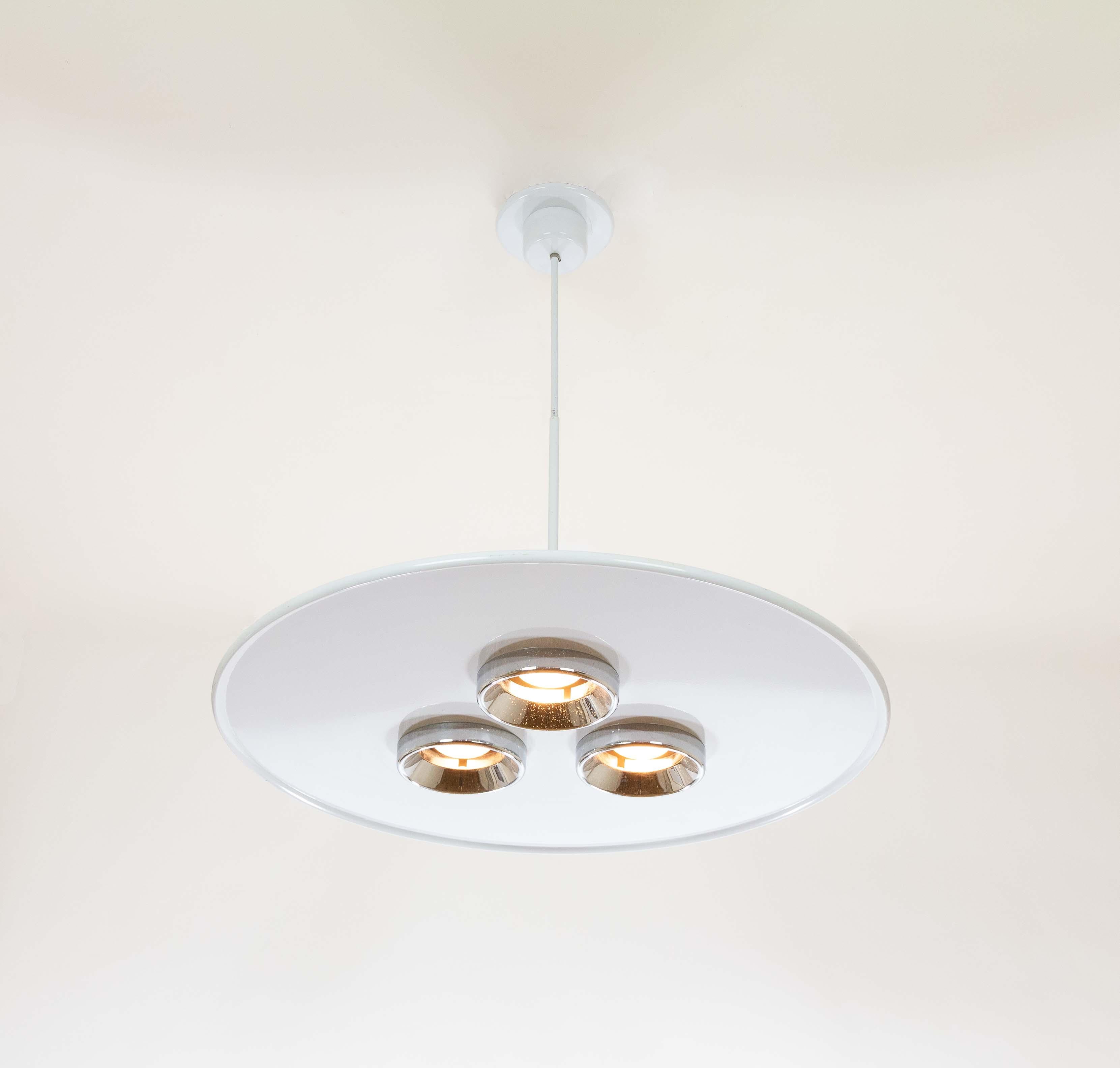 Lacquered White Lampros Pendant by Ettore Sottsass for Stilnovo, 1970 For Sale