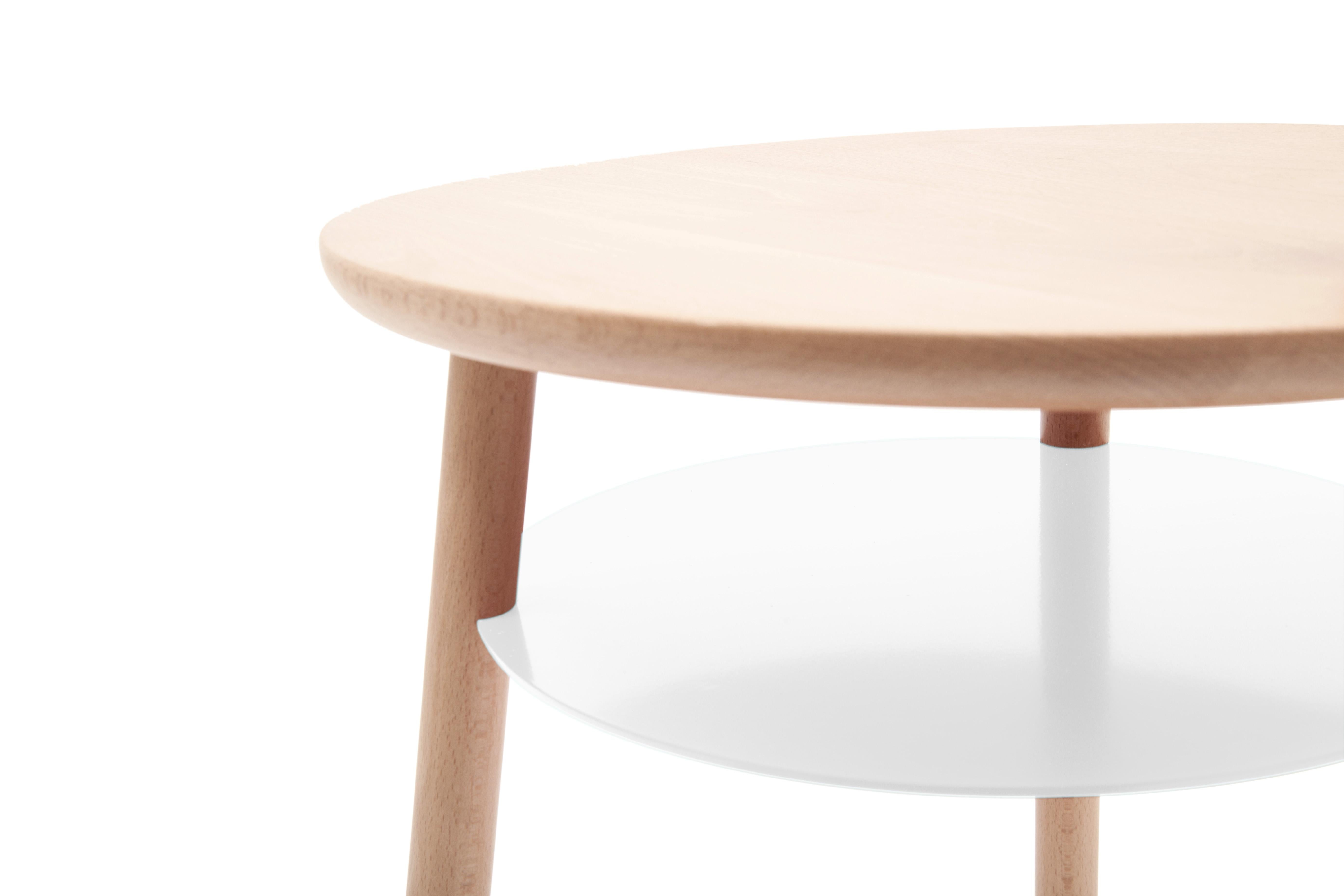 Post-Modern White Lampshade Josette Lamp Side Table Natural Ash by HARTO For Sale
