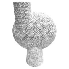 White Large Bold Textured Off Center Vase, China, Contemporary