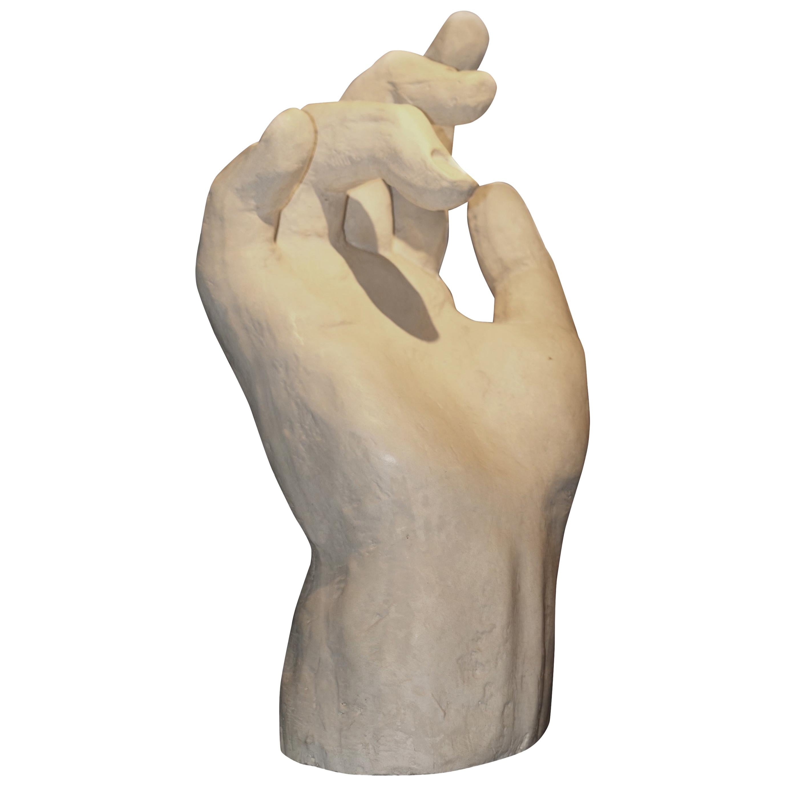 White Large Plaster Hand Sculpture, France, Contemporary For Sale