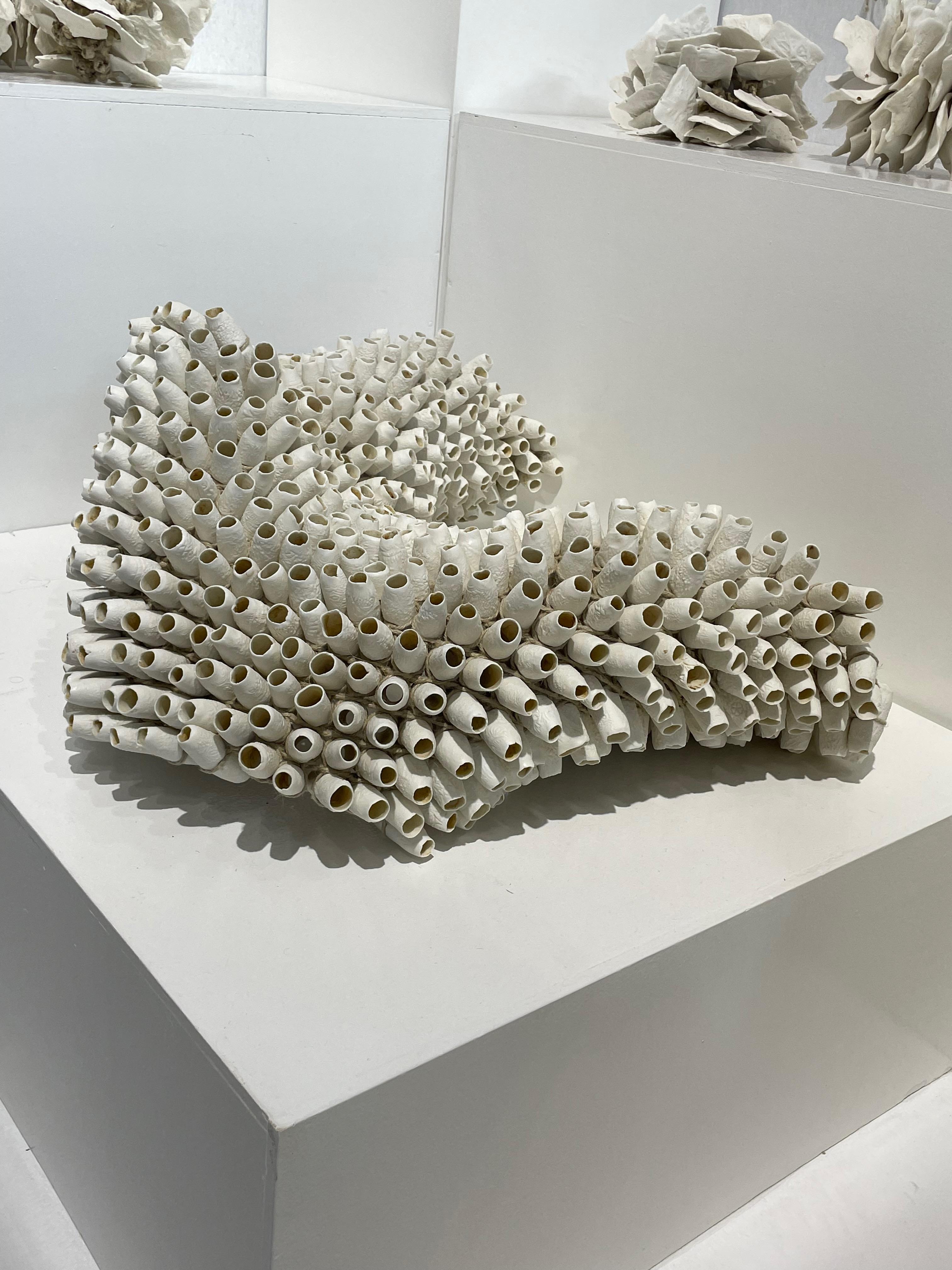 White Large Porcelain Tubular Sculpture, France, Contemporary For Sale 1