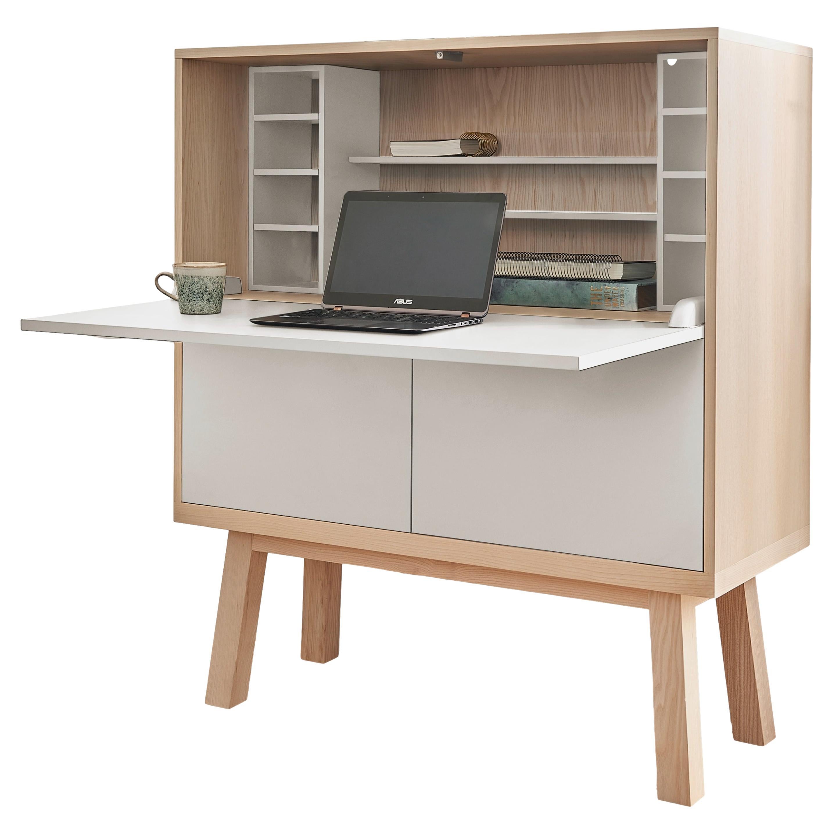 White Large Secretaire Desk, Design by Eric Gizard, Paris, 11 Colours Available