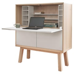 White Large Secretaire Desk, Design by Eric Gizard, Paris, 11 Colours Available