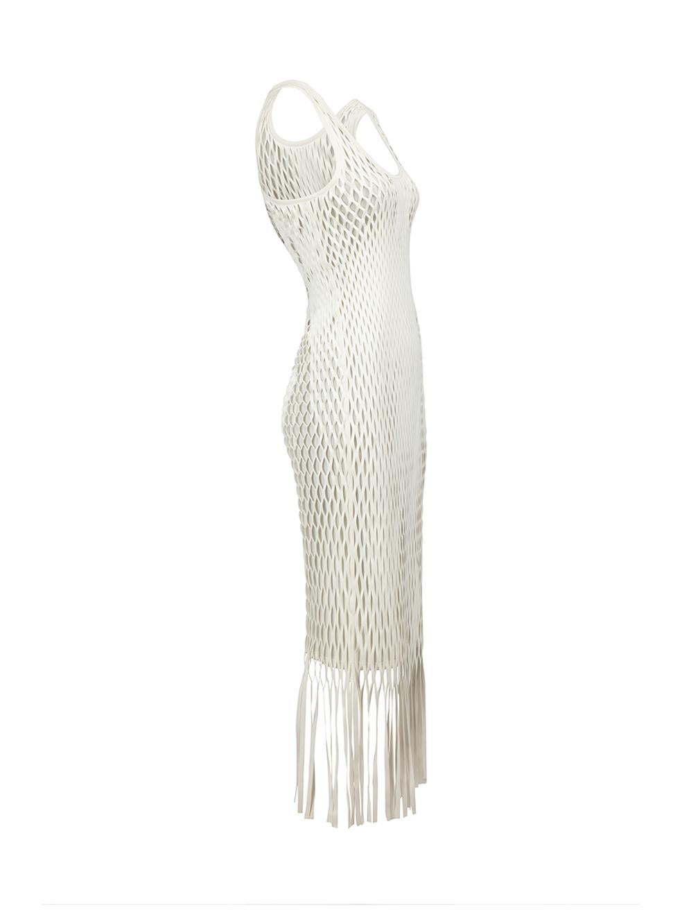 CONDITION is Very good. Minimal wear to dress is evident. Minimal wear to the left-underarm with unstitching of the trim on this used Dion Lee designer resale item.



Details


White

Polyester

Midi dress

Cut-out net design

Sleeveless

Round