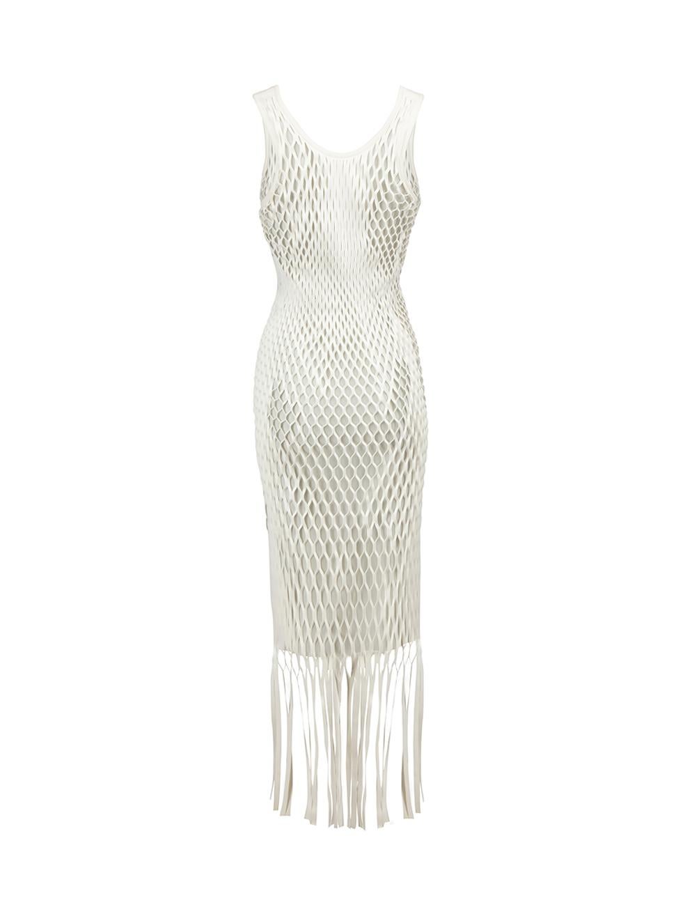 Gray White Laser Cut Net Midi Dress Size XS
