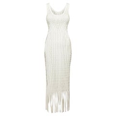 White Laser Cut Net Midi Dress Size XS