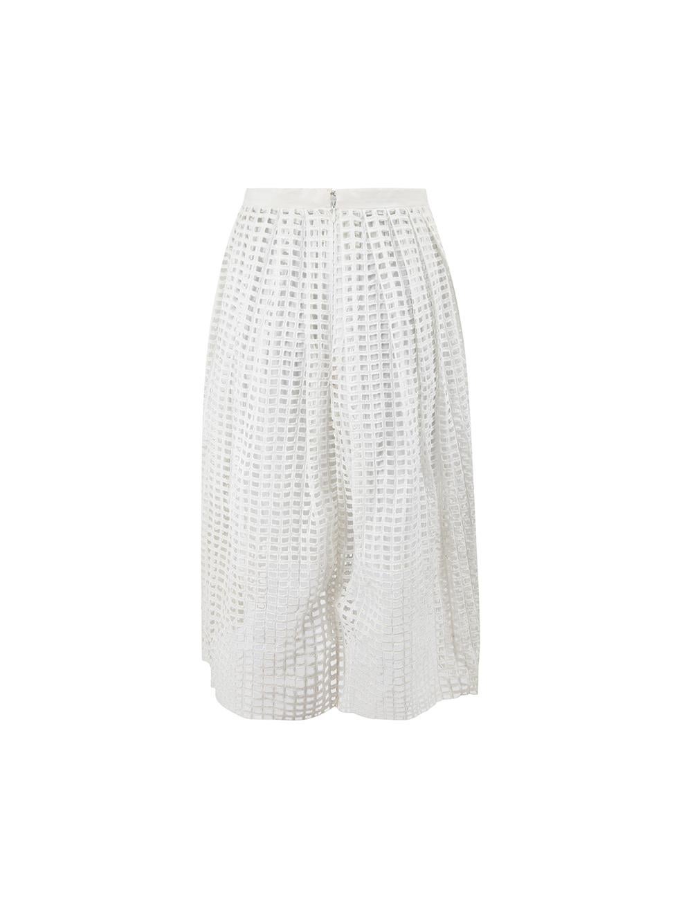 White Laser Cut Overlay Midi Skirt Size S In Good Condition For Sale In London, GB