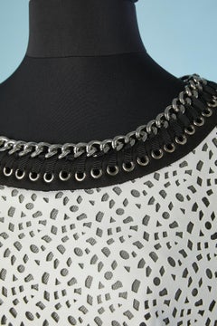 White laser perforated neoprene cocktail dress Karl Lagerfeld