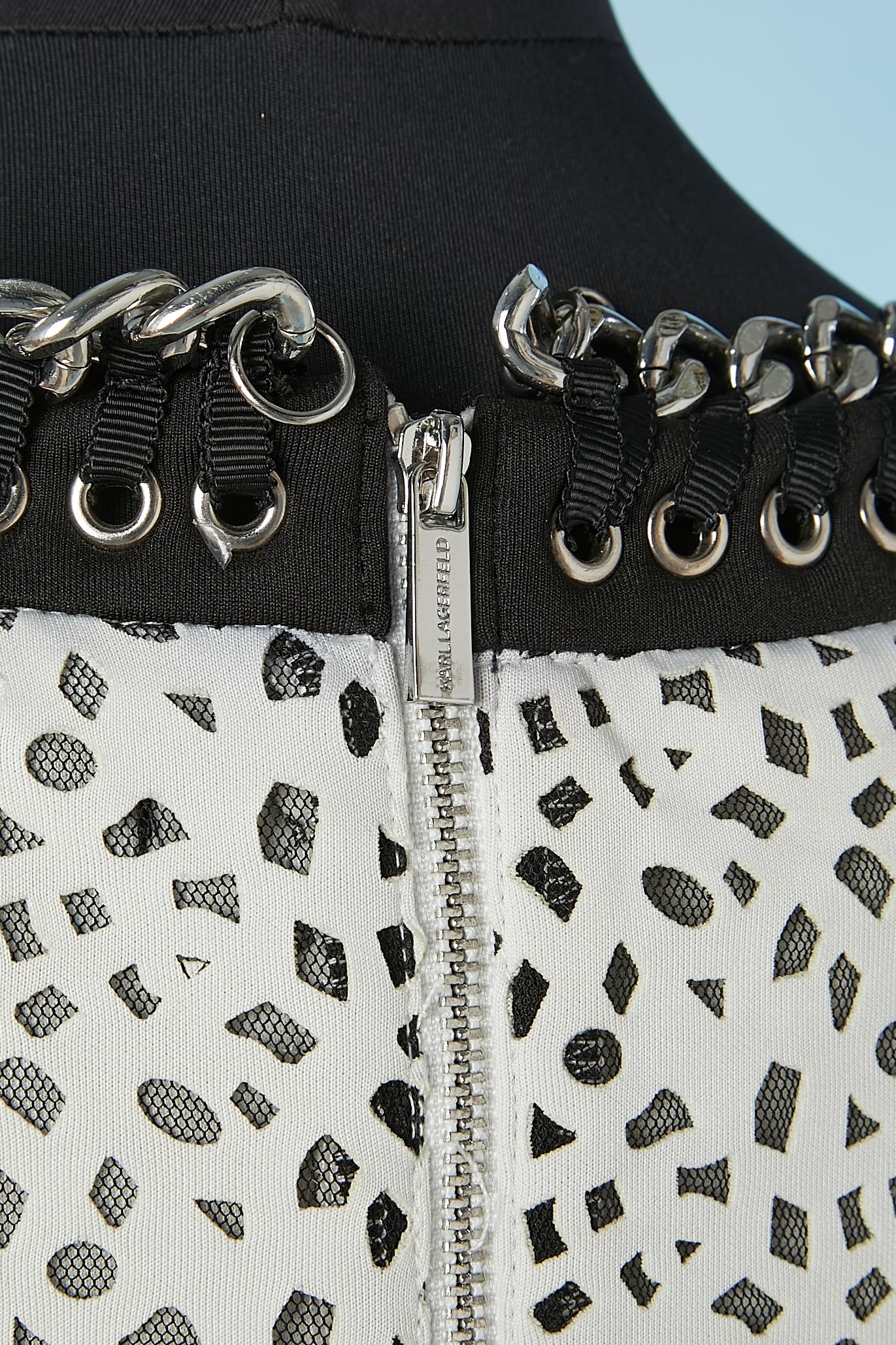 Weies lasergeprgtes Cocktailkleid aus Neopren Karl Lagerfeld im Angebot 2