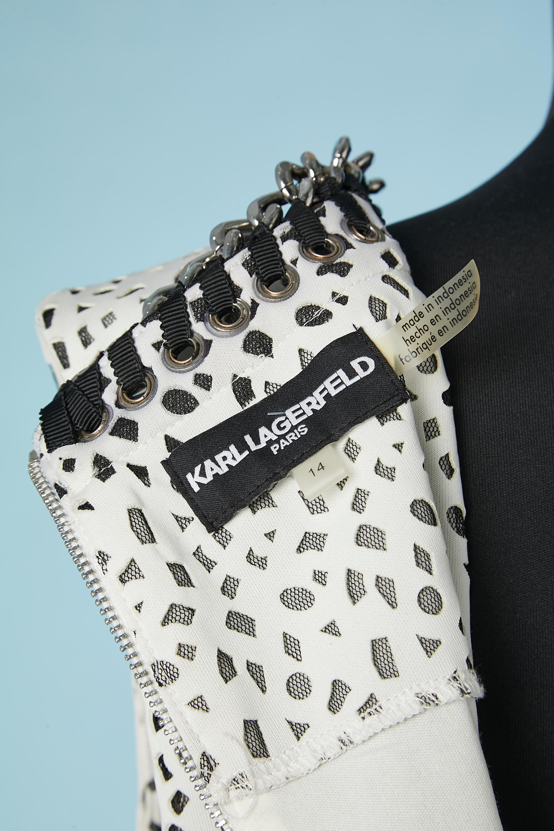 Women's White laser perforated neoprene cocktail dress Karl Lagerfeld  For Sale