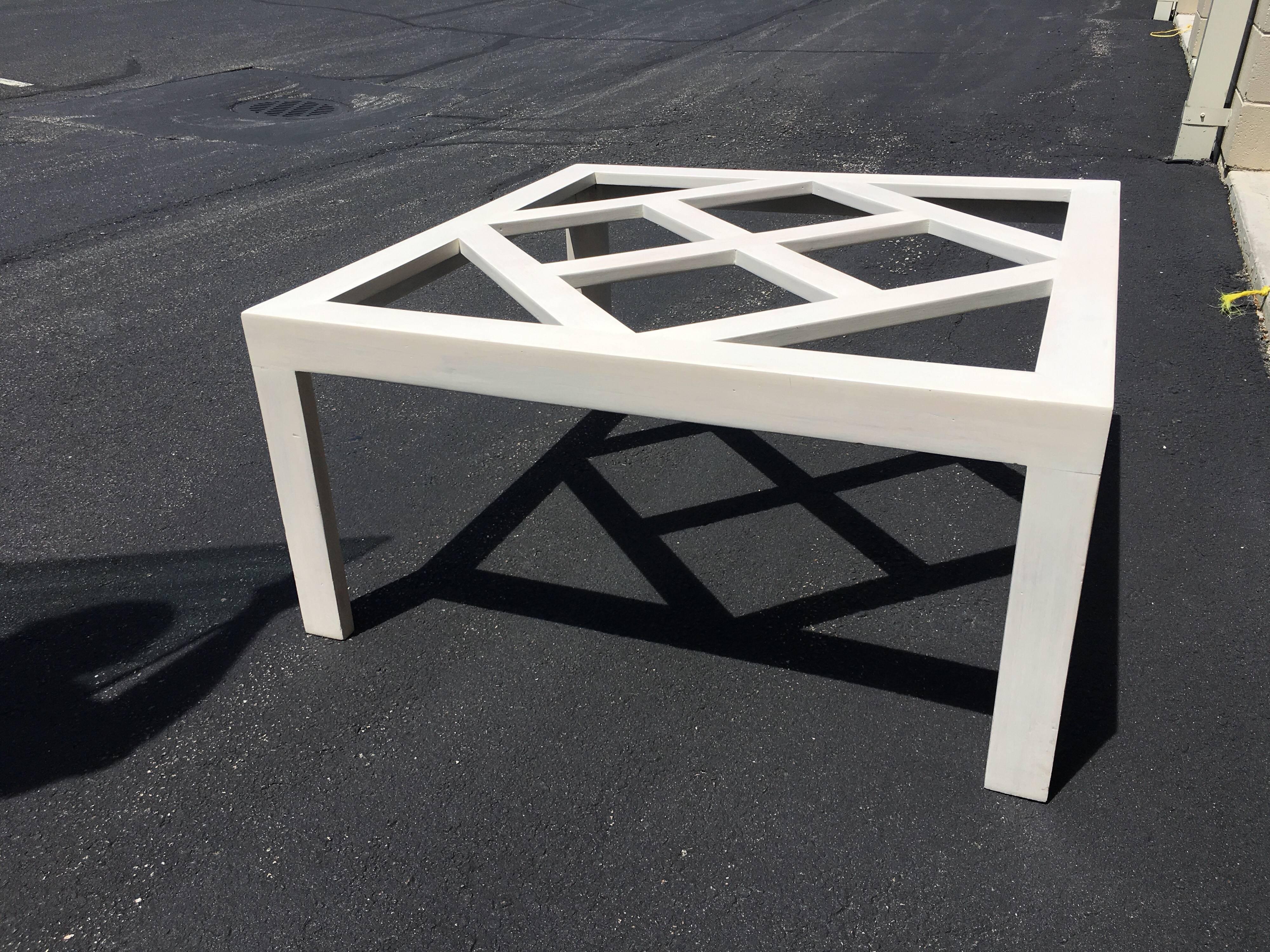 Glass White Lattice Coffee Table by Angelo Donghia, circa 1968