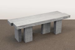 White Layered Oak Wood Bench by Hyungshin Hwang