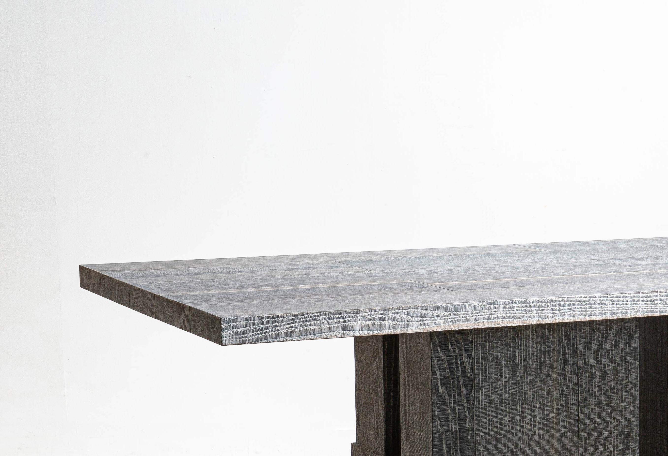 Post-Modern White Layered Oak Wood Table by Hyungshin Hwang For Sale
