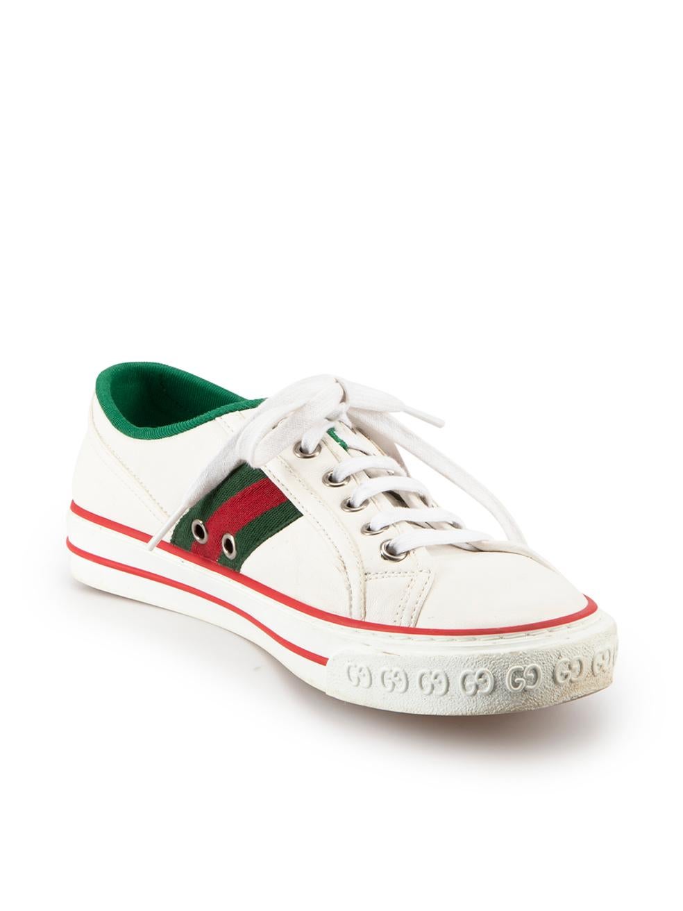 CONDITION is Very Good. Minimal wear to trainers is evident. Minimal wear to upper with a number of small marks at toe, tongue and quarter as well as mild discolouration and erosion of the midsole on this used Gucci designer resale