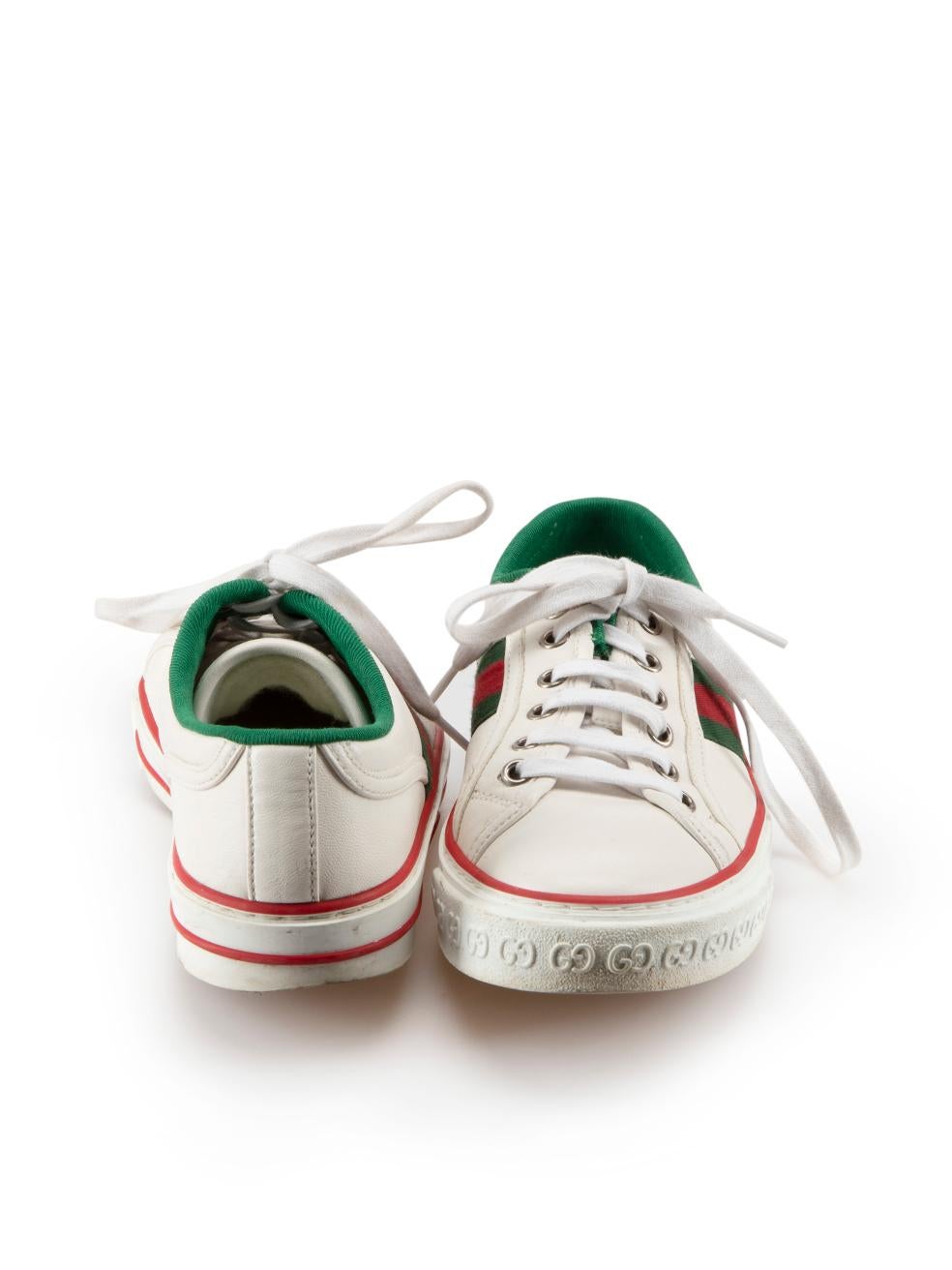 White Leather 1977 Web Tennis Trainers Size IT 37.5 In Good Condition In London, GB