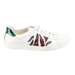 White Leather Ace Low-Top Laced Trainers Size UK 7