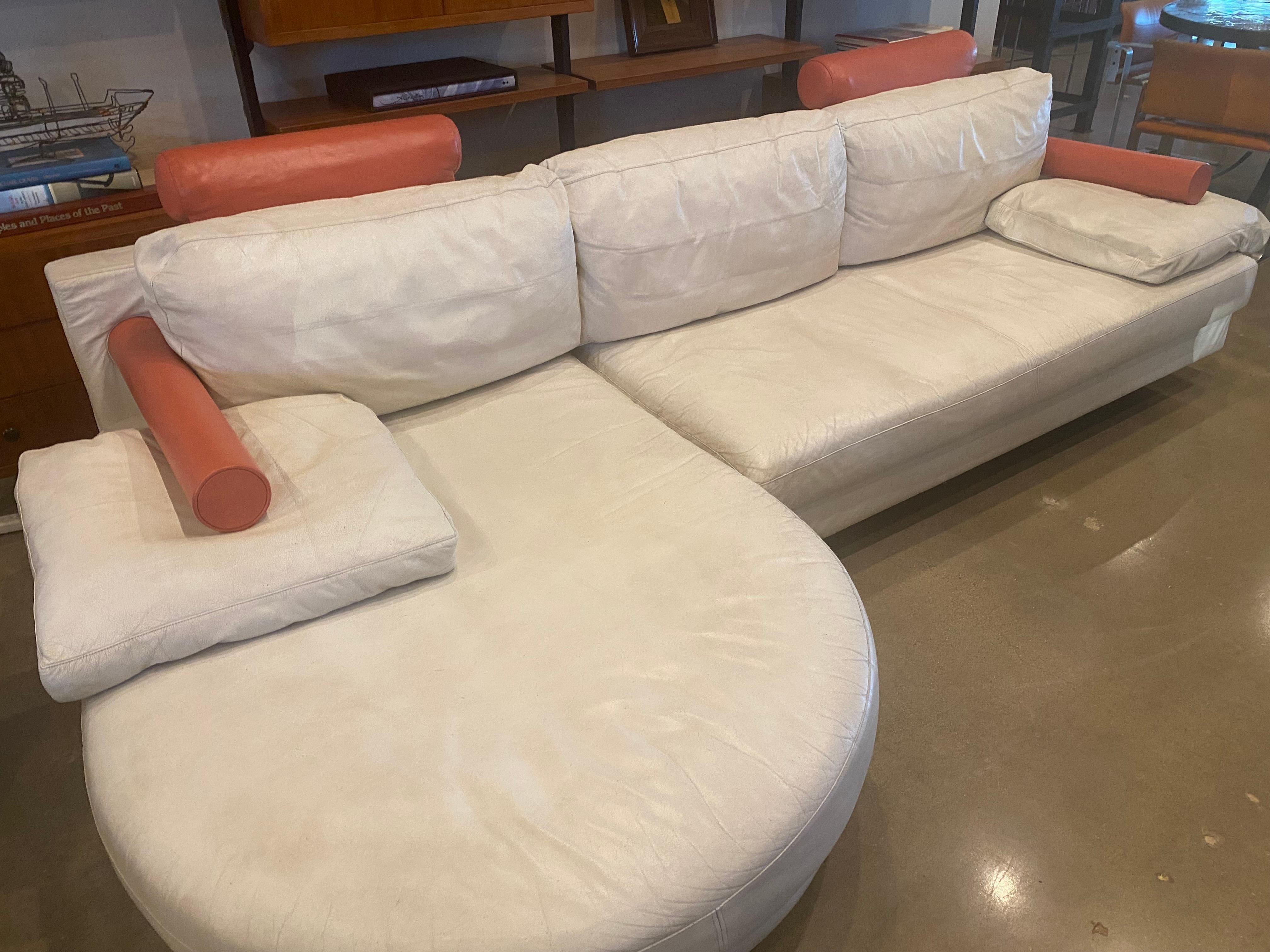 White Leather B&B Italia Sofa, Italy, 1980's 3