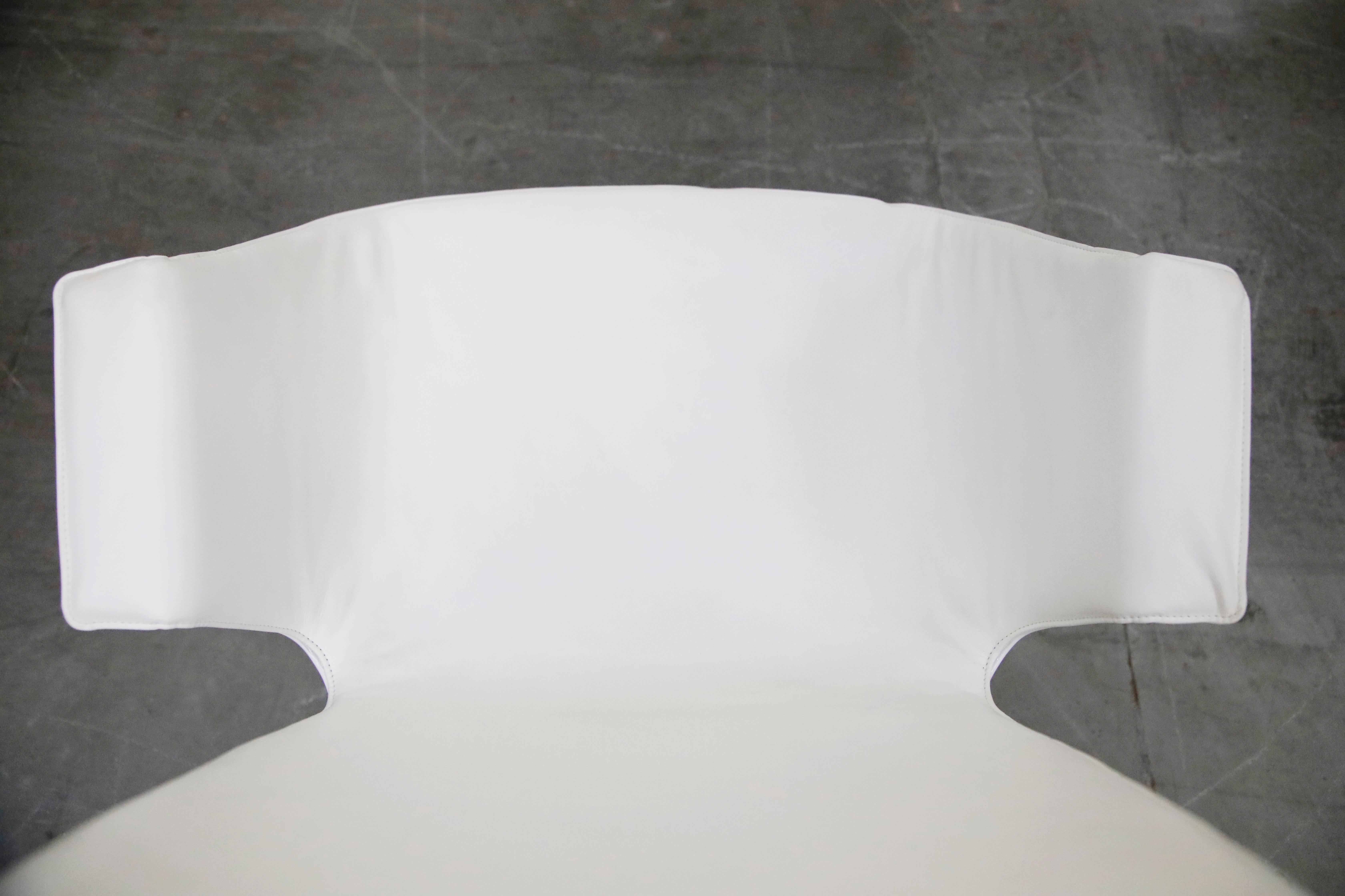 White Leather 'Bird' Swivel Chair by Preben Fabricius & Jørgen Kastholm, Signed 9