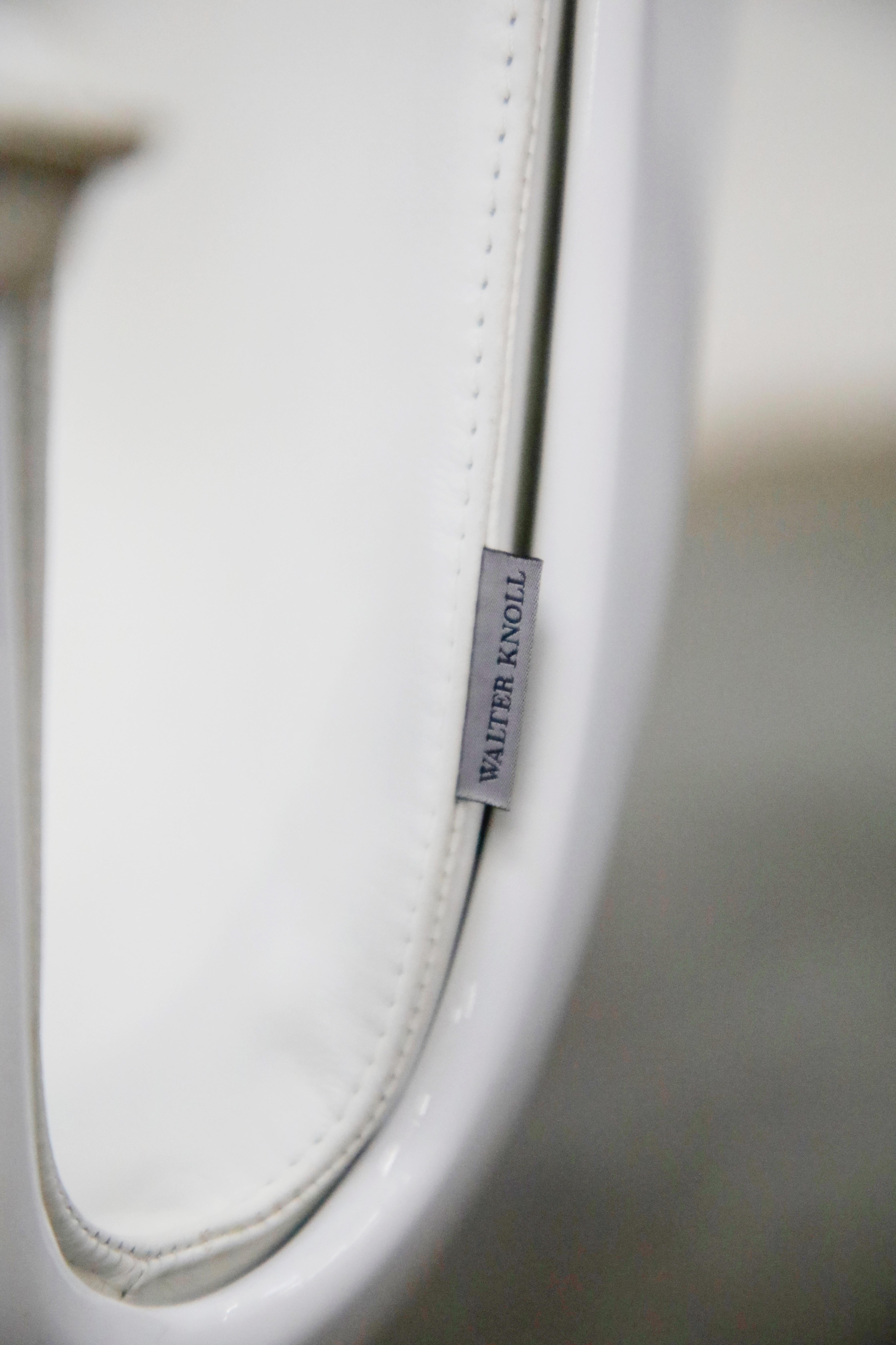 White Leather 'Bird' Swivel Chair by Preben Fabricius & Jørgen Kastholm, Signed 13