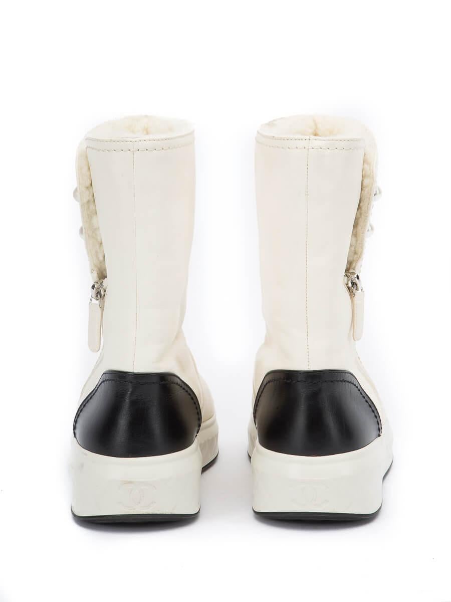 White Leather Cap Toe Ankle Boots Size IT 42 1