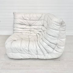 White Leather Corner Togo Seat by Ligne Roset, 1980s France