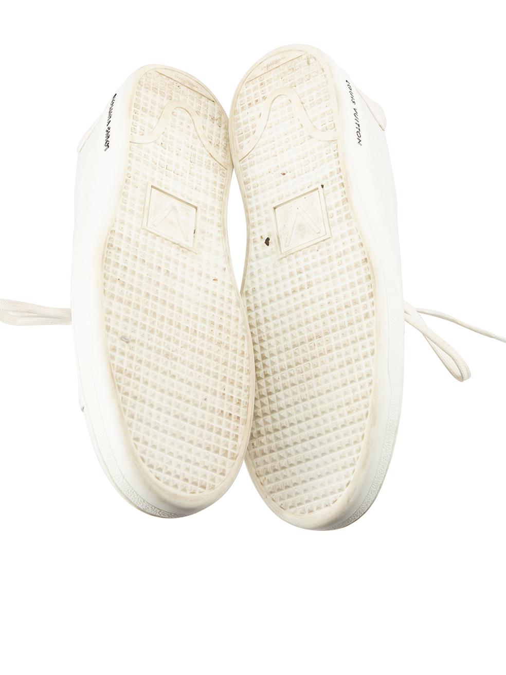 White Leather Croc Embossed Frontrow Trainers Size UK 8.5 In Good Condition For Sale In London, GB
