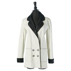 Veste croisée en cuir blanc CHANEL