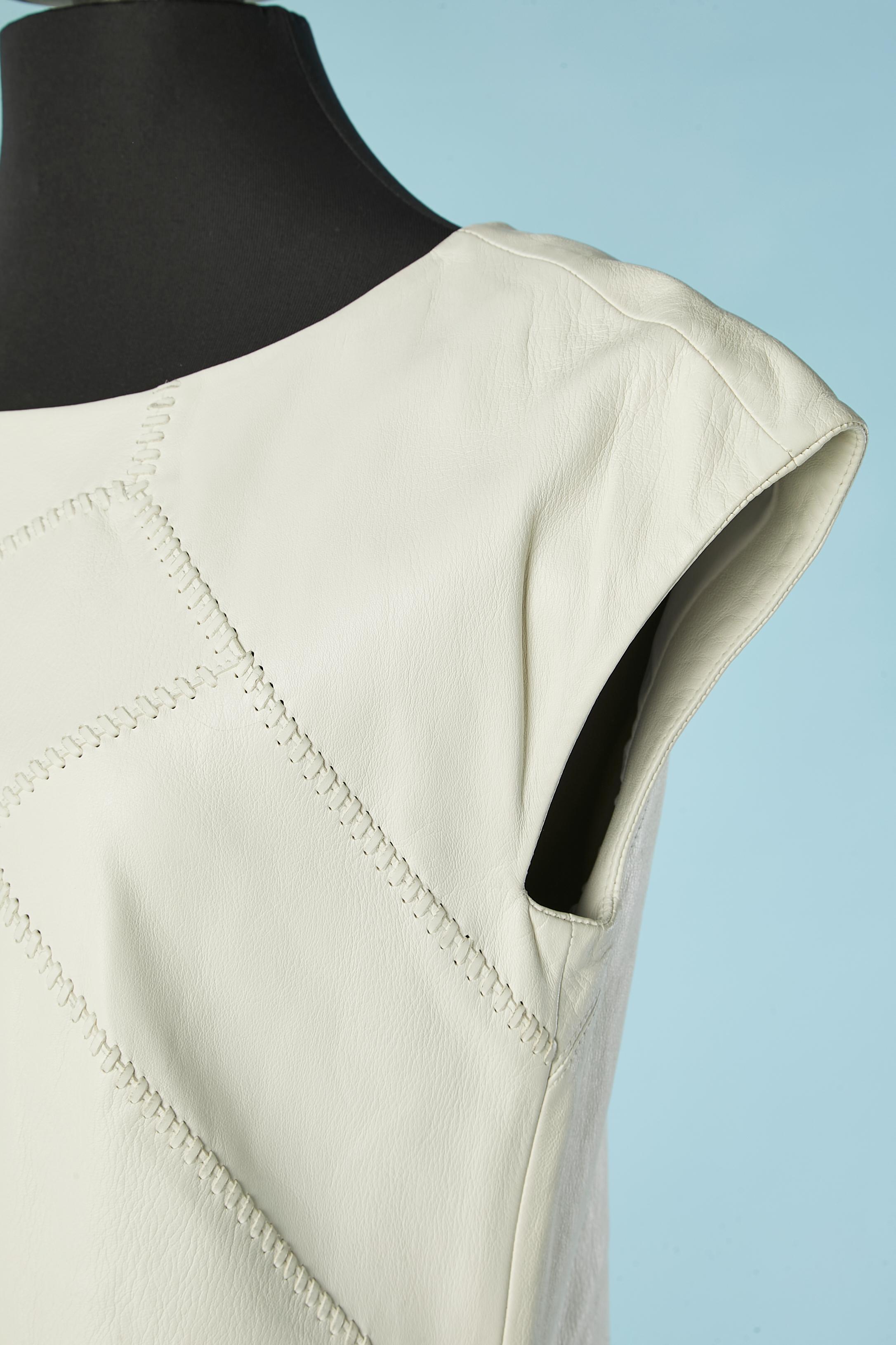 Gray White leather dress with leather top-stitching BARBARA BUI For Sale