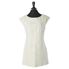 White leather dress with leather top-stitching BARBARA BUI