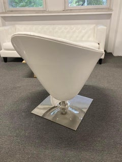 Fauteuil pivotant en cuir blanc Driade Moore de Philippe Starck, Italie