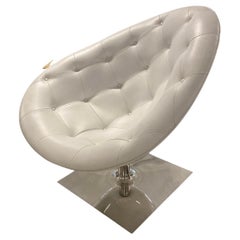 Fauteuil pivotant en cuir blanc Driade Moore de Philippe Starck, Italie