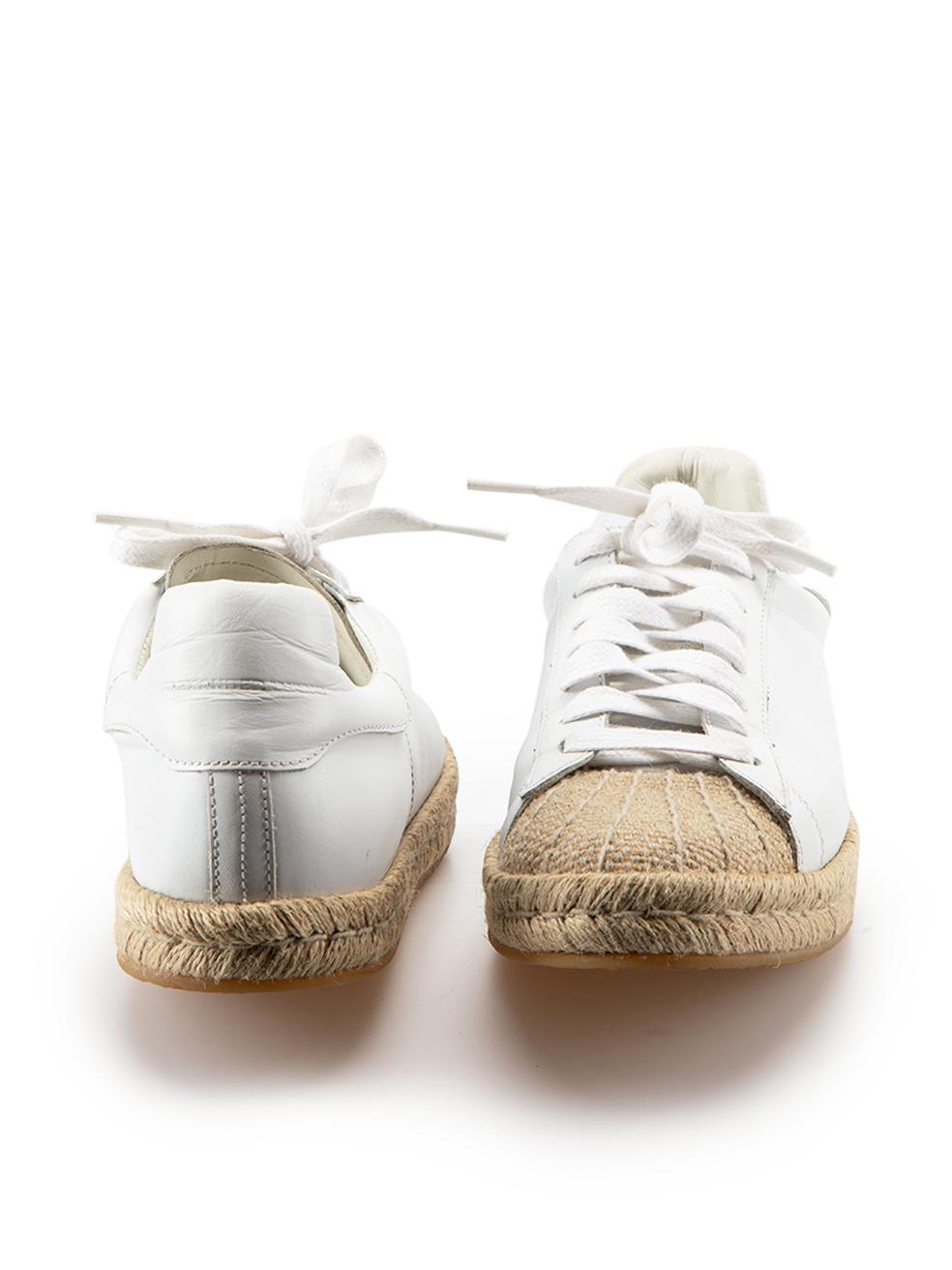 White Leather Espadrille Trainers Size IT 39 In Good Condition In London, GB