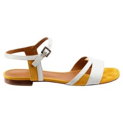 White Leather Flat Strappy Sandals Size IT 39.5