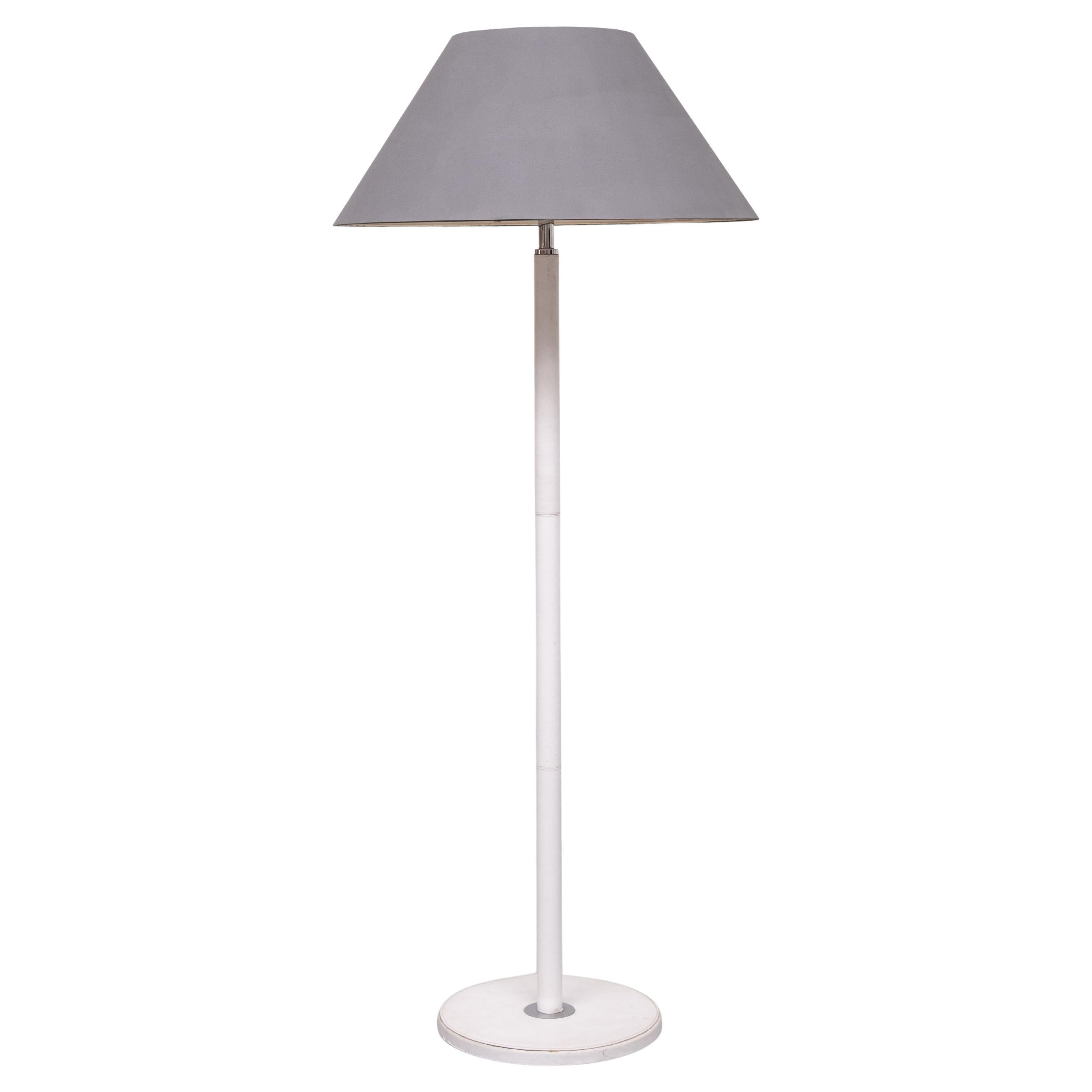 Lampada da terra in pelle bianca di Star Leuchten Germania, anni '70 in vendita