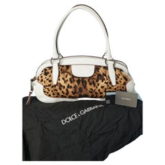 White leather handbag mix with leopard printed cotton Dolce & Gabbana