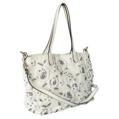 Sac à main en cuir blanc avec broderies de strass et de perles Valentino Garavani