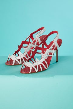 White leather high-heels sandals with cut work Manolo Blahnik