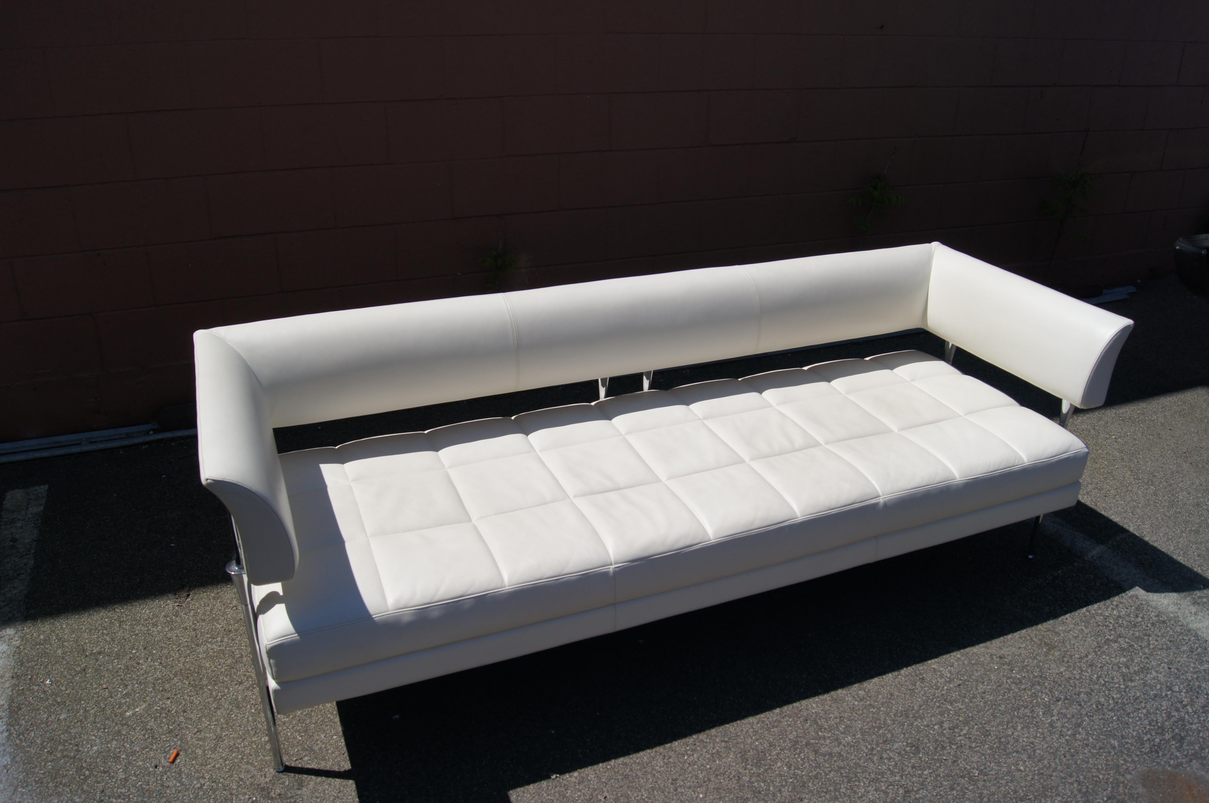 Italian White Leather Hydra Caster Sofa and Chair by Luca Scacchetti for Poltrona Frau For Sale