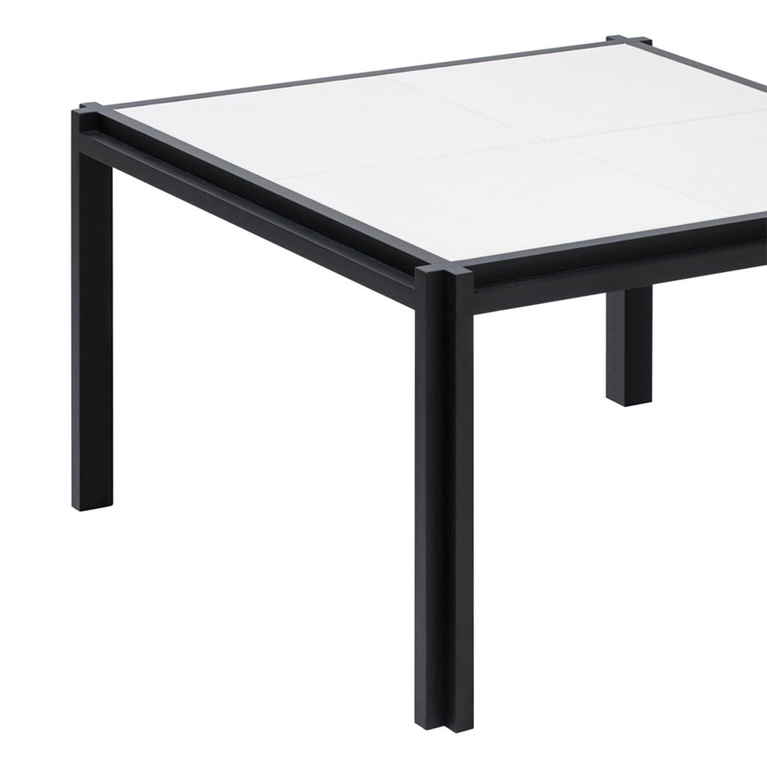 Fait main Table Basse I en Cuir Blanc en vente