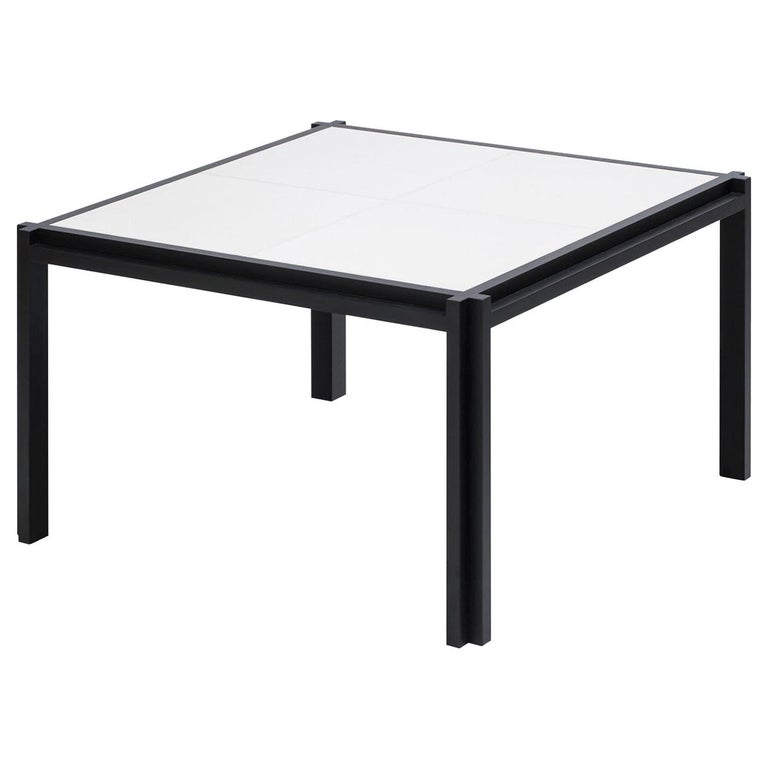 White Leather I Coffee Table For Sale at 1stDibs