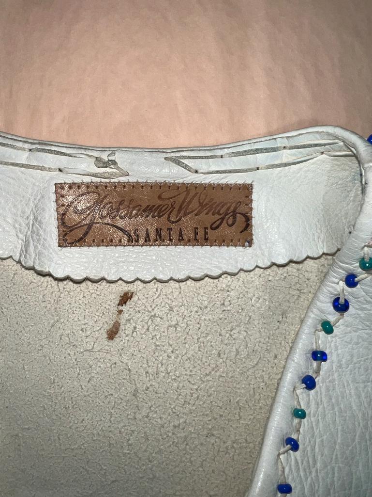White leather jacket with beadwork and fringes GOSSAMER WINGS For Sale 9