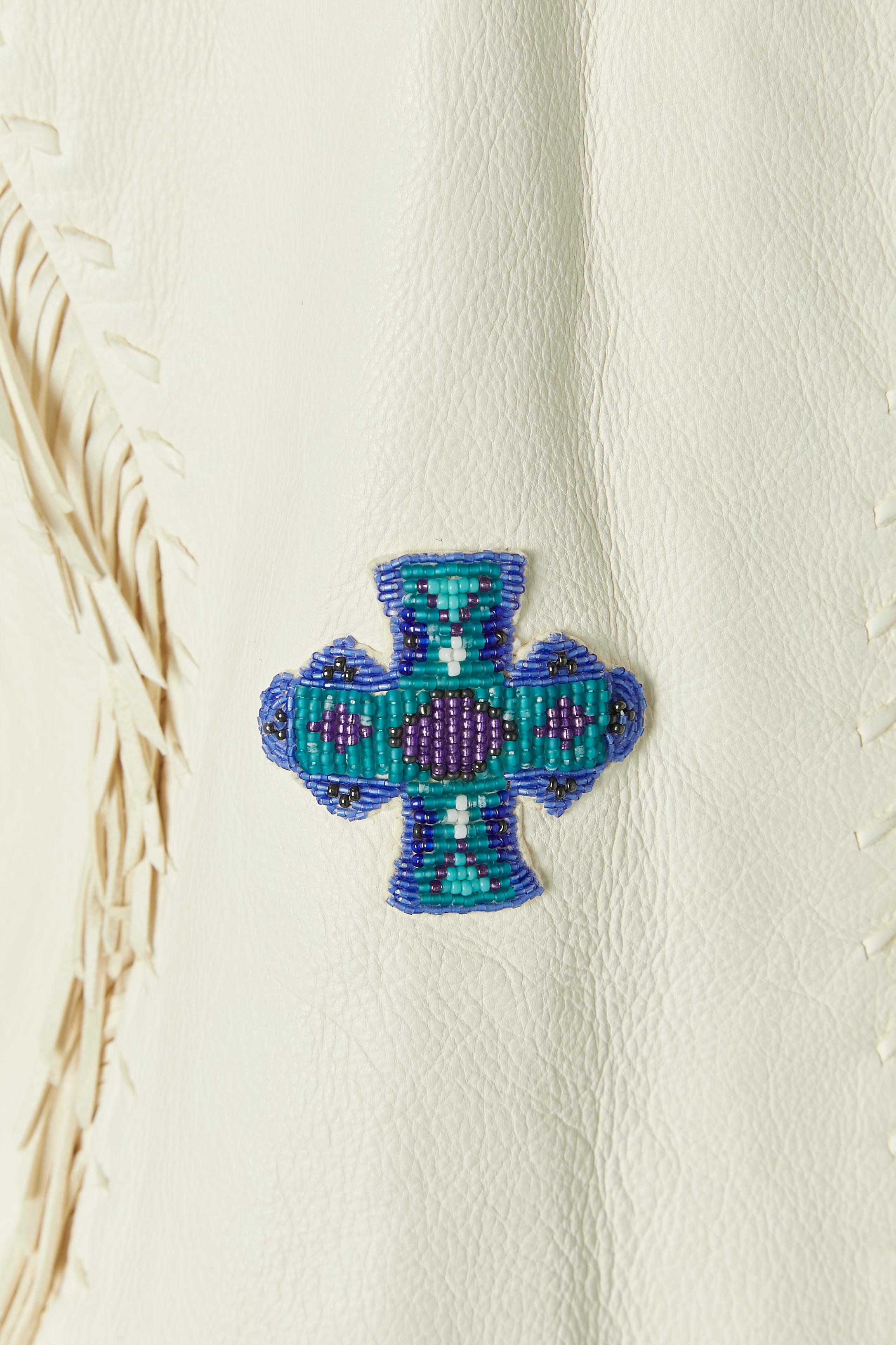 White leather jacket with beadwork and fringes GOSSAMER WINGS For Sale 5