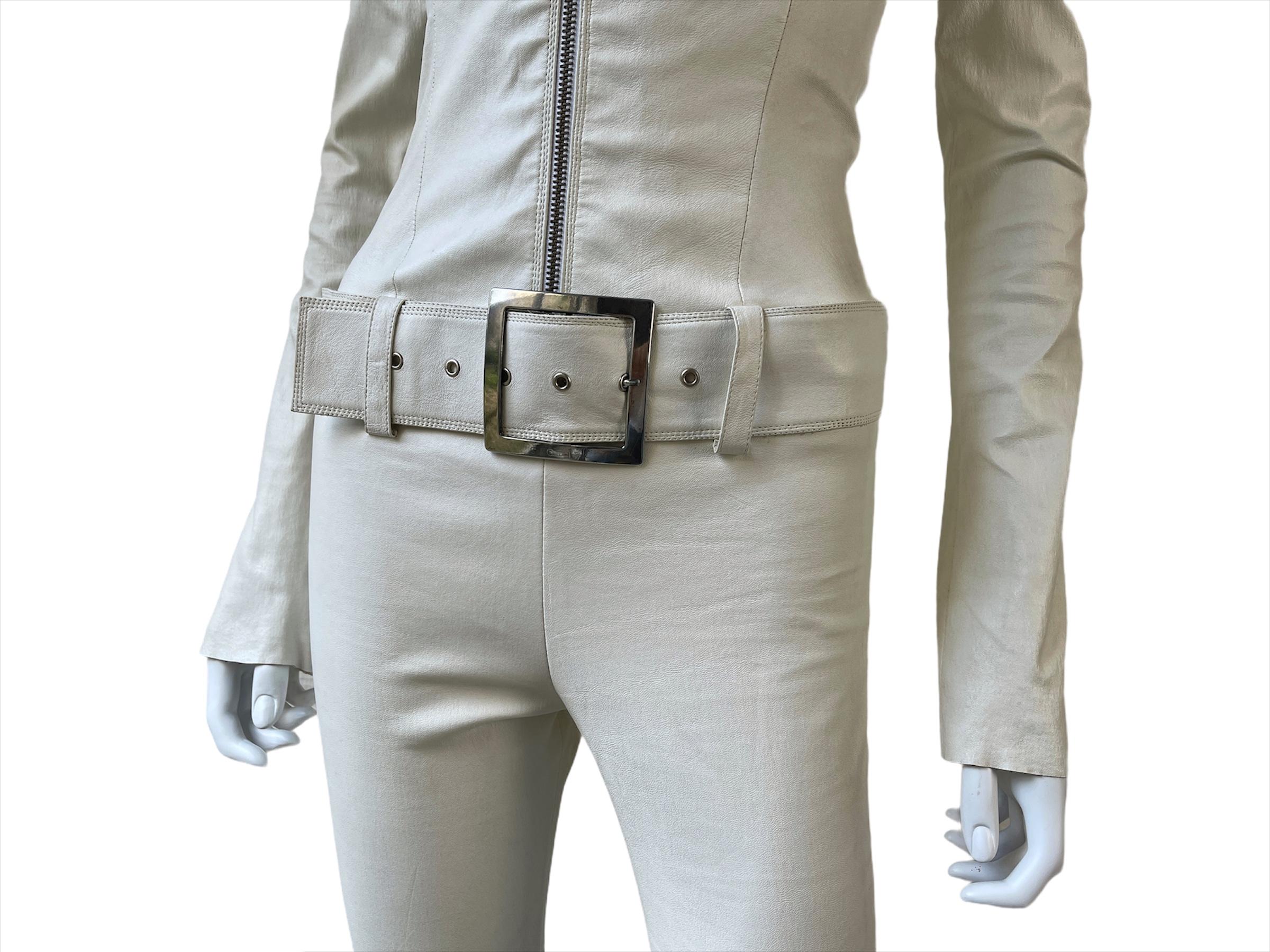 white leather jumpsuit
