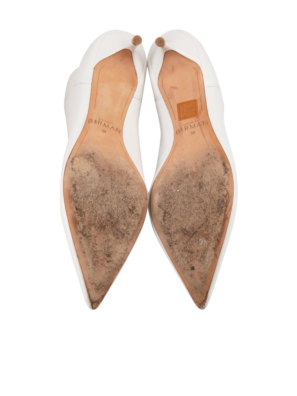 Women's Alexandre Birman White Leather Kitten Heel Ankle Boots Size IT 38
