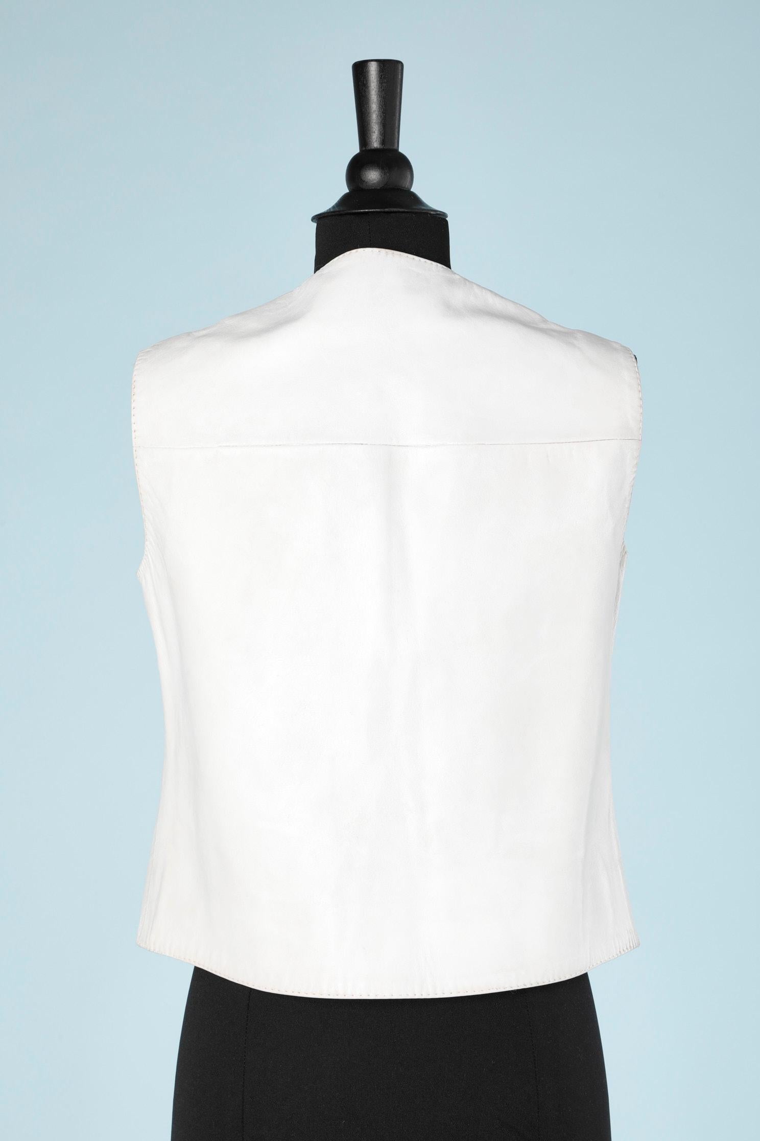 White leather laced top Pierre Cardin 