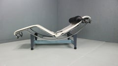 White leather LC4 chaise longue by Le Corbusier for Cassina, 1960s