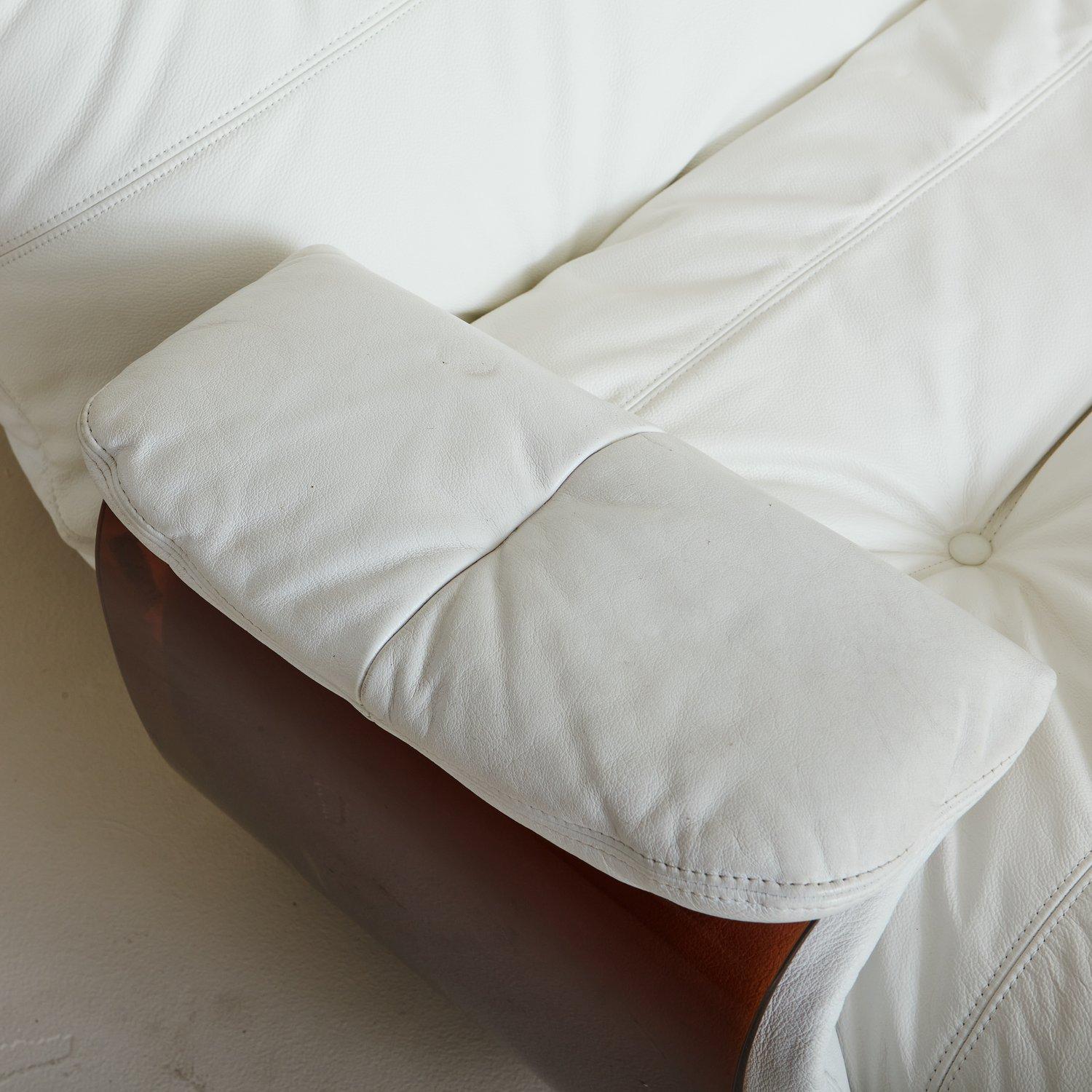 White Leather Marsala Chair by Michel Ducaroy for Ligne Roset, France 1970s For Sale 4