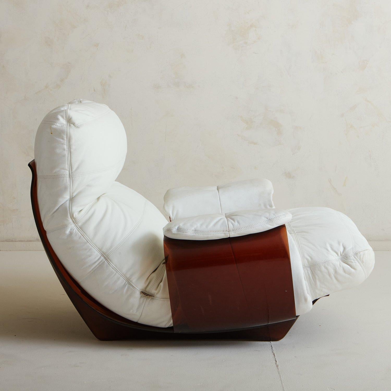 French White Leather Marsala Chair by Michel Ducaroy for Ligne Roset, France 1970s