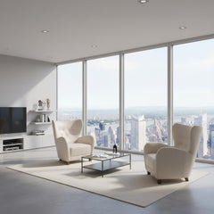 White Leather Modern Wing Chair