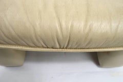 White Leather Ottoman Pouf after Magistretti